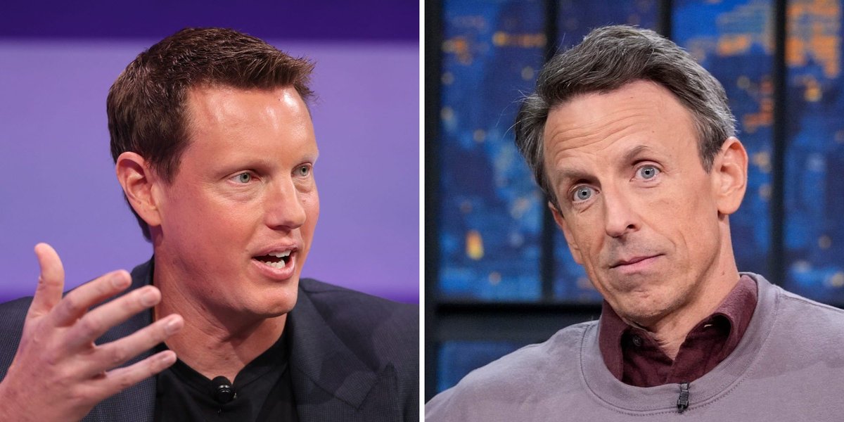 Seth Meyers roasted David Ellison and Paramount during NBCU's annual presentation to advertisers