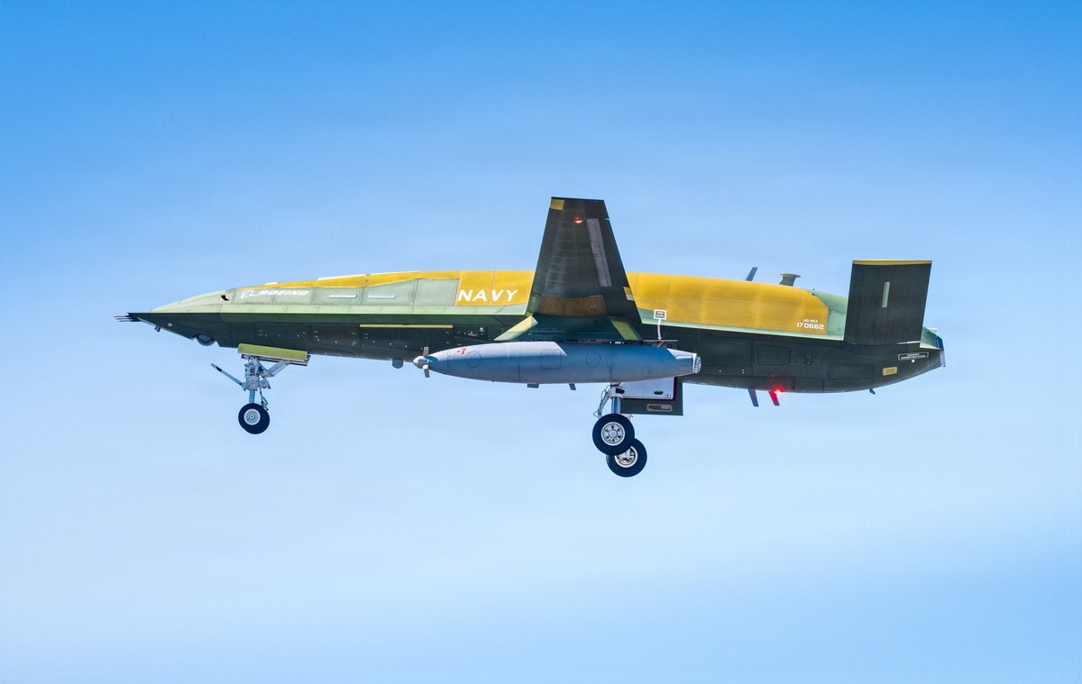 The US Navy's new MQ-25A Stingray drone built to extend the: reach of carrier fighter jets just took its first test flight