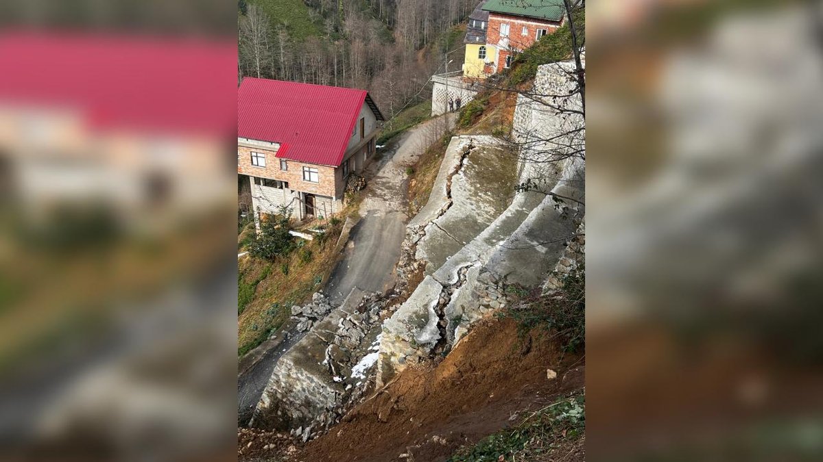 Rize'de meydana gelen heyelan: sonucu istinat duvarı yıkıldı