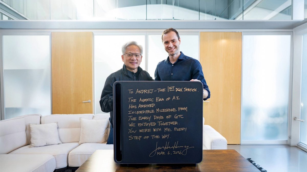 Andrej Karpathy says he's using his Jensen Huang hand-signed Nvidia chip system to power his Clawbot 'Dobby'