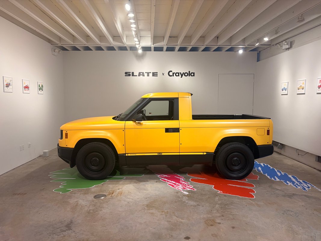 Slate's EV truck is built to be customized.: Crayola is helping fill in between the lines.