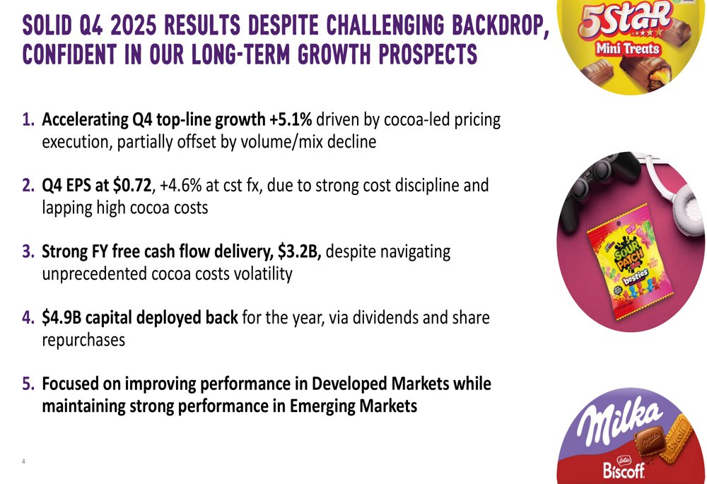Mondelez 2025 Dördüncü Çeyrek Raporu: Hacim Problemleri Arasında Fiyat Artışları Büyümeyi Destekliyor, 2026 Tahminleri İhtiyatlı