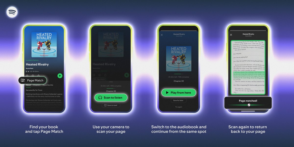 "Spotify, sesli kitaplarınızı basılı kitaplarınızla senkronize etmenin yeni bir yolunu sundu."