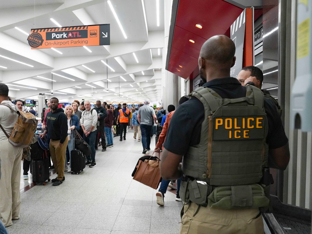Photos show ICE agents at US airports: as TSA staffing shortages disrupt air travel