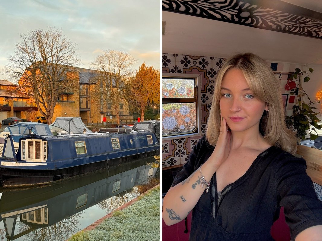 A woman lives in a 50-foot narrowboat she bought for around $40,000. It saves her over $1,000 each month.