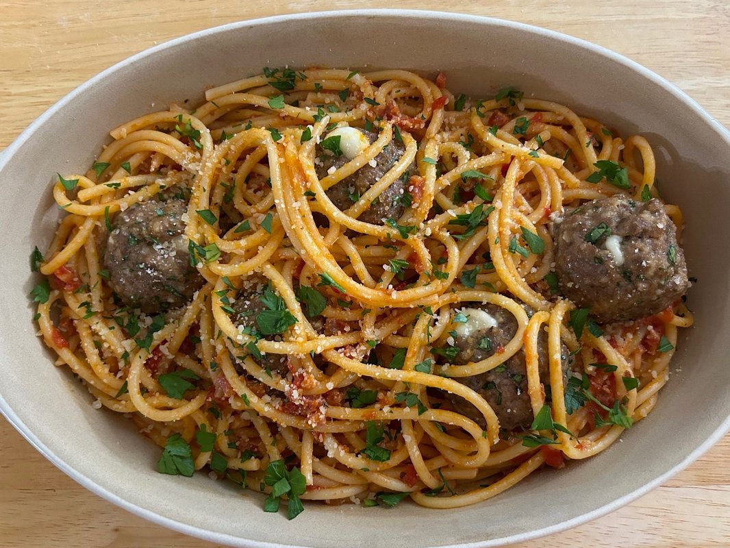 I tried Giada De Laurentiis' 30-minute pasta dish. My family couldn't get enough of the meatballs stuffed with cheese.