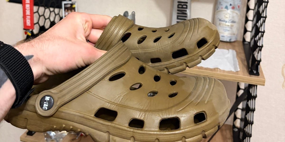 Ukrainian soldiers have been ditching combat boots for what they call 'tactical Crocs' when they're off the front lines