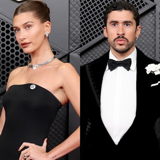 Hailey Bieber, Grammy Ödülleri'nde Kendall Jenner'ın eski sevgilisi Bad Bunny ile bir araya geldi