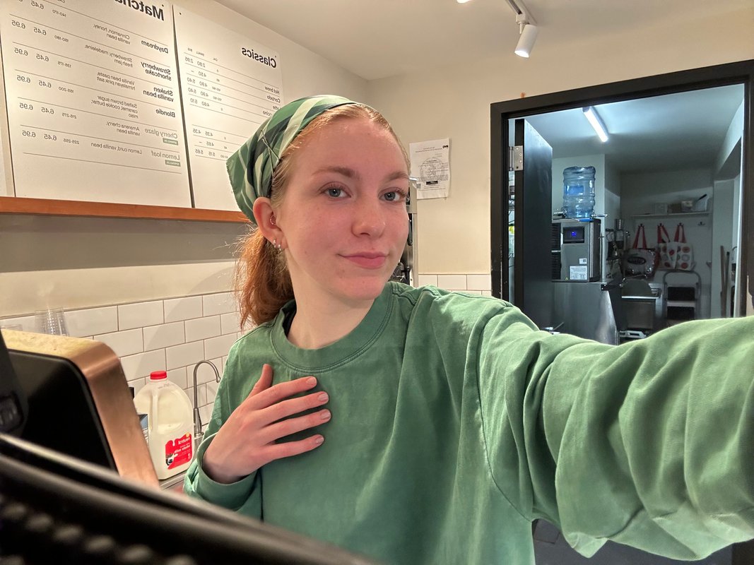 I couldn't land a job in New York City after college, so I'm: a barista. I often debate whether I should give up and move home.