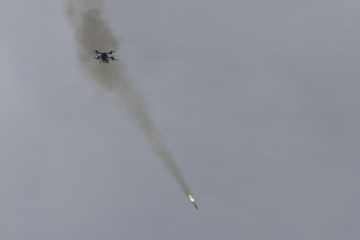 With the US Army watching, defense industry operators turned a logistics drone into a flying rocket launcher