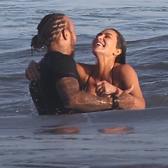 Kim Kardashian, Lewis Hamilton: Dive Into PDA During Steamy Beach Date