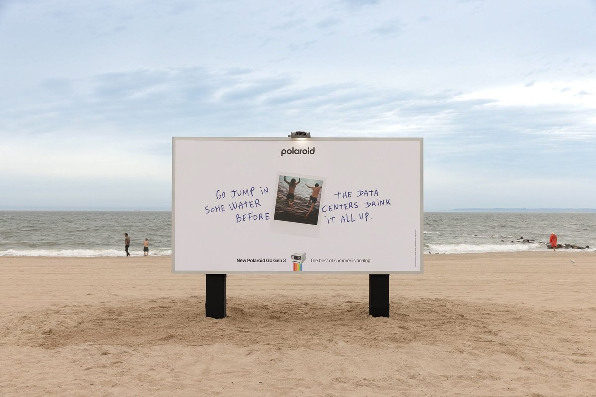 Polaroid tells people to jump in some water: 'before the data centers drink it all up'
