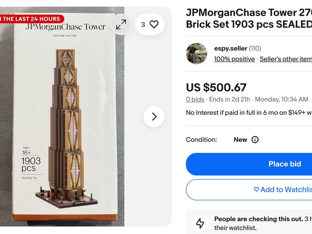 A LEGO-style replica of JPMorgan's new 270 Park skyscraper has: an internal waitlist and is listed for $500 on eBay