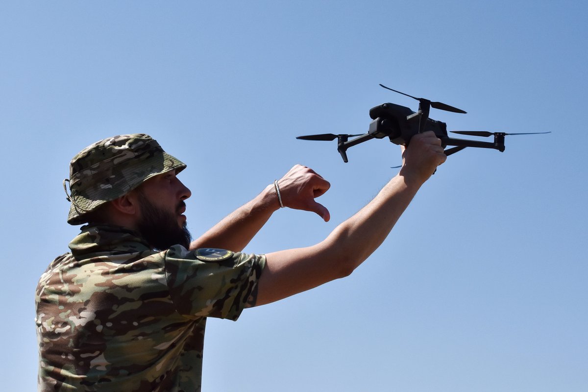 Russian troops installed giant steel weed whackers on a vehicle to fend off drone attacks