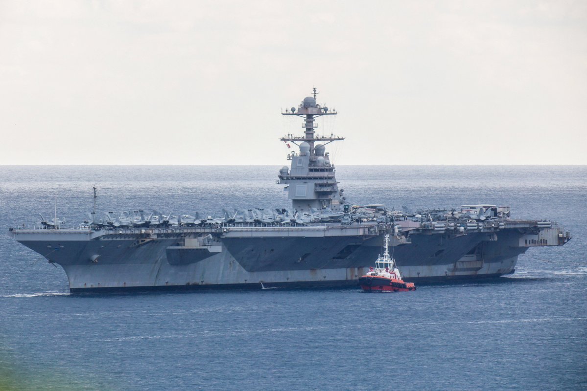 The US Navy's most advanced aircraft carrier has pulled into: port after months at sea facing combat, fire, and plumbing problems