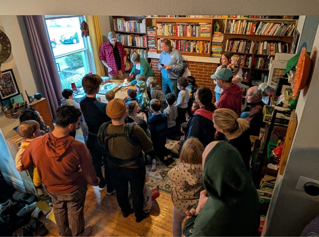 We skipped the expensive birthday venue. Our muddy backyard was better for 90 kids.